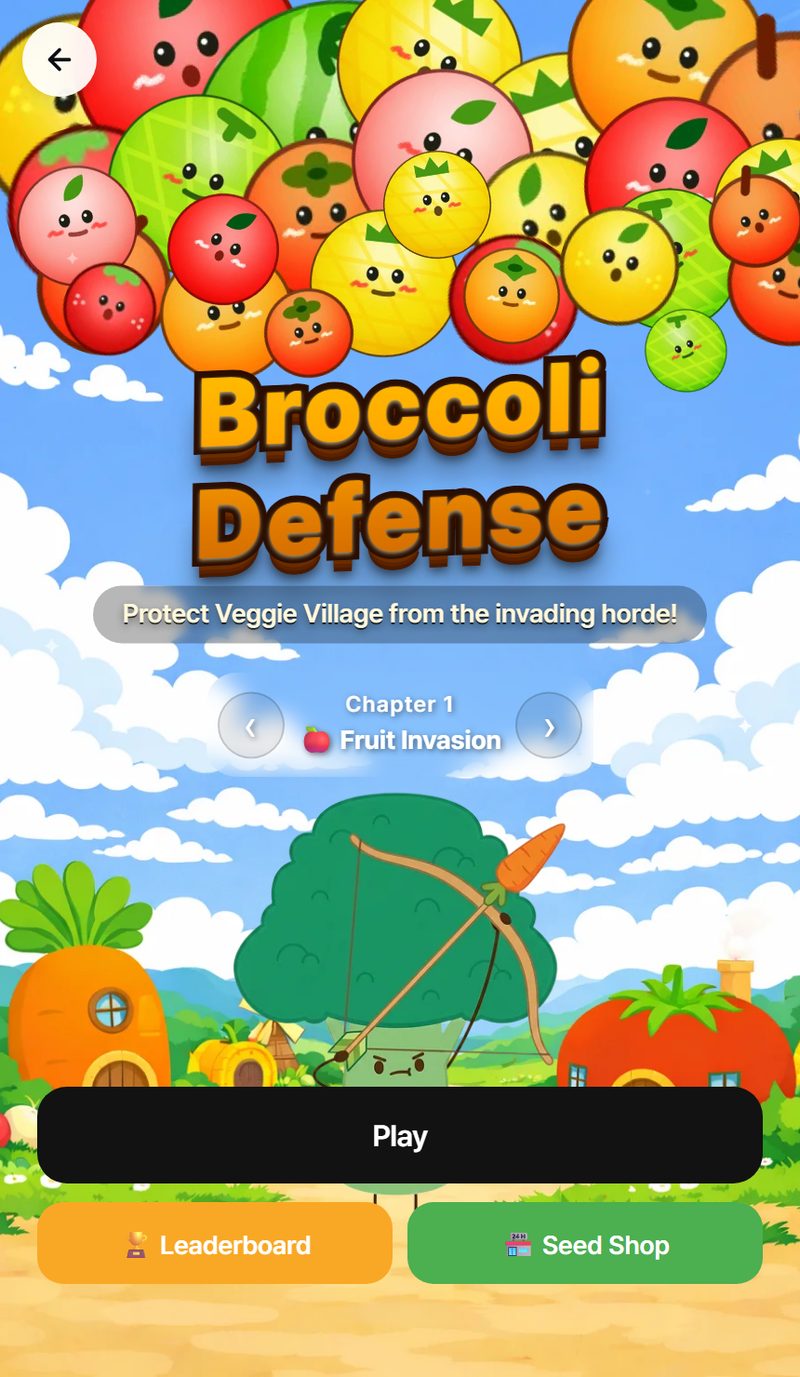 Broccoli Defense start screen screenshot